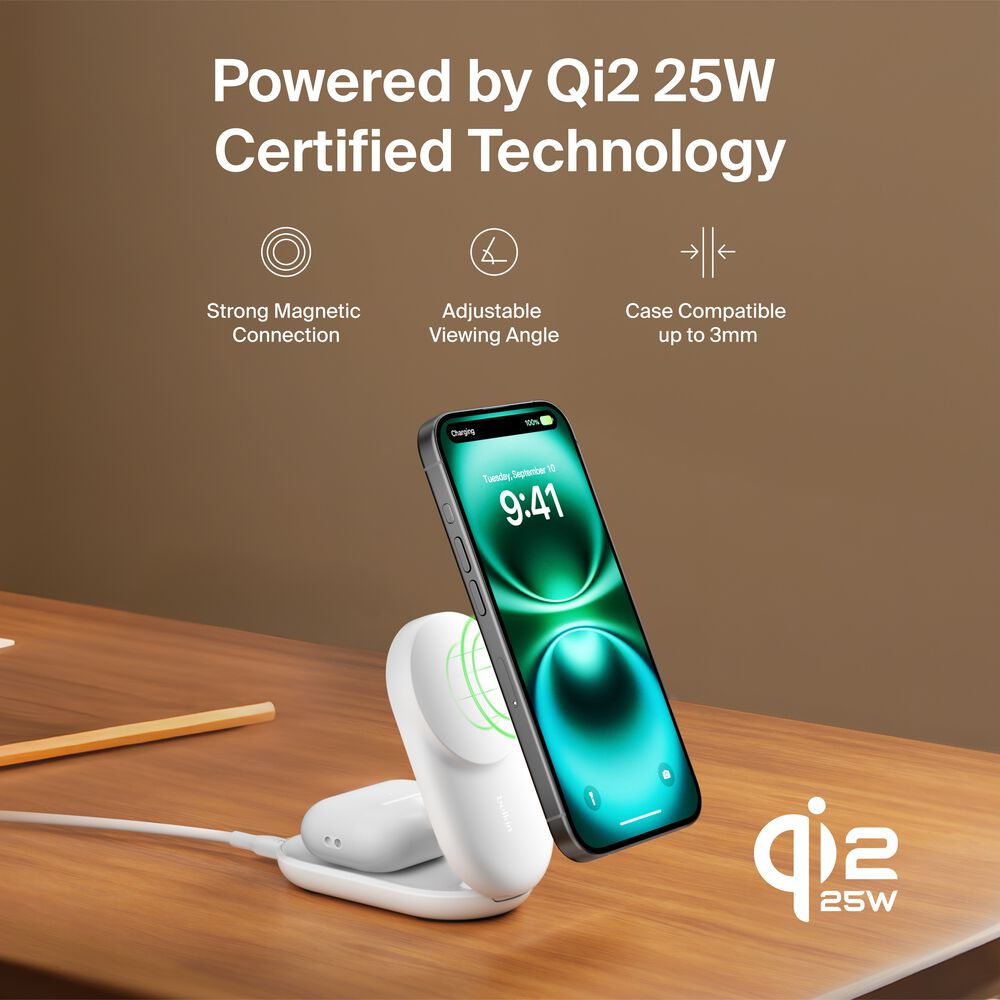 Belkin 2-in-1 Foldable Magnetic Charger with Qi2 25W - Image 7