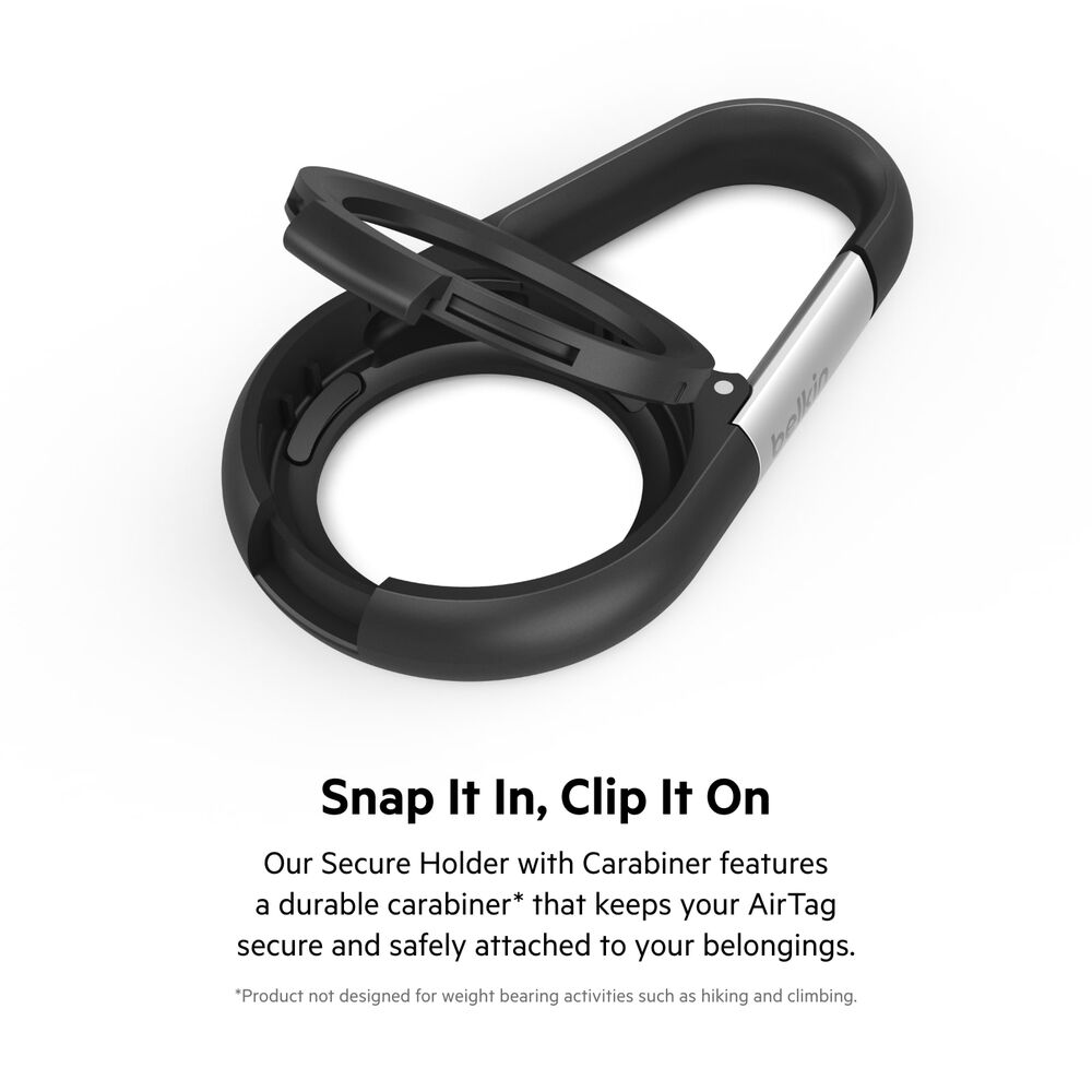 Belkin Secure Holder with Carabiner for AirTag - Black - Image 2