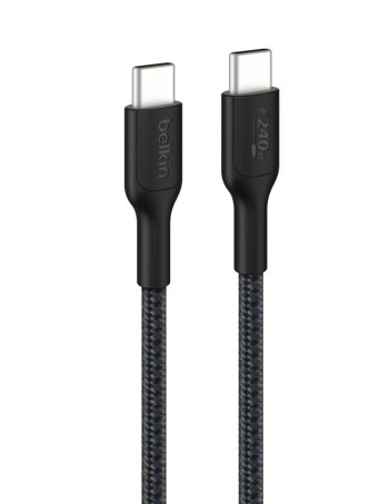 Belkin USB-C to USB-C Braided Cable 240W, 3.3ft/1m, Black - 3.3 ft, 1 Pack