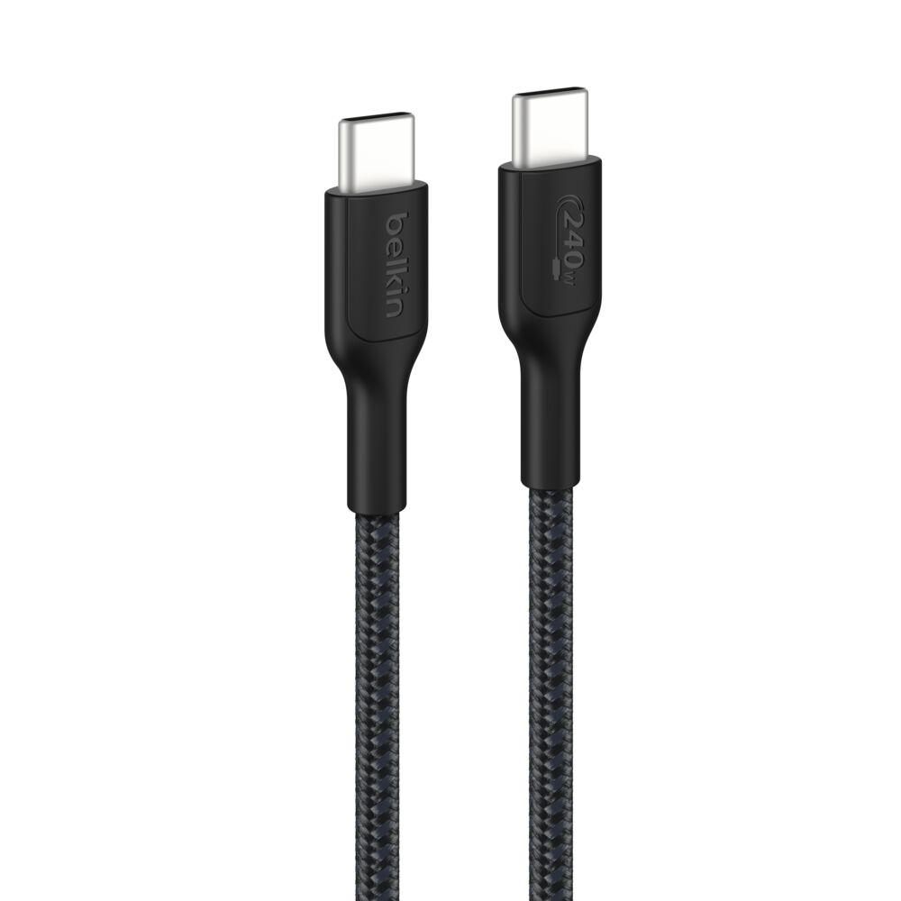 Belkin USB-C to USB-C Braided Cable 240W, 3.3ft/1m, Black - 3.3 ft, 1 Pack