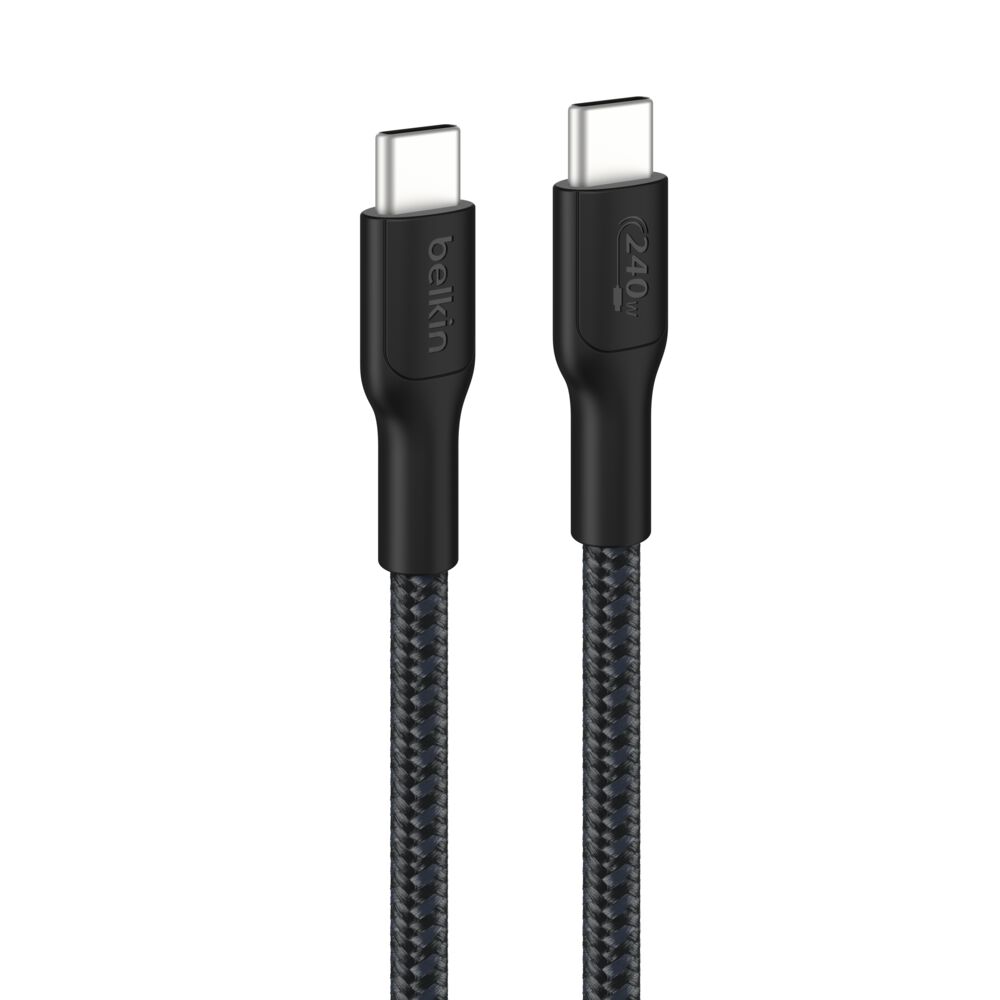 Belkin USB-C to USB-C Braided Cable 240W, 9.8ft/3m, Black - 9.8 ft, 1 Pack