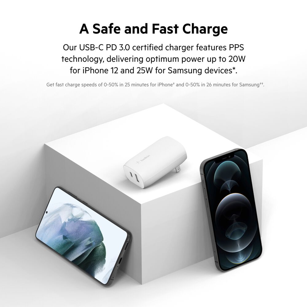 Belkin Dual Wall Charger with PPS 37W - White, dq - Image 2