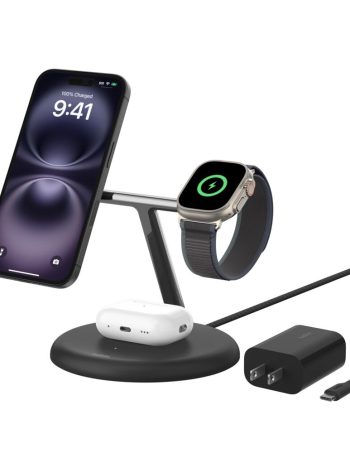 Belkin 3-in-1 Magnetic Wireless Charging Stand with Qi2 15W - Black