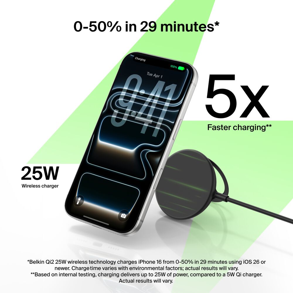 Belkin Magnetic Charger with Qi2 25W - Round Form, Black, Power Supply Included - Image 4