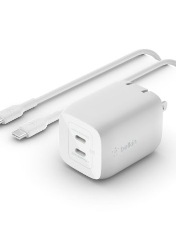 Belkin Dual USB-C GaN Wall Charger with PPS 65W + USB-C to USB-C Cable