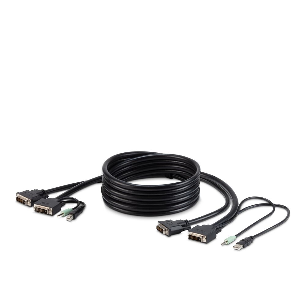 Belkin TAA 2 DVI/USB/AUD SKVM CBL, DVI-D M/M; USB A/B, 10' - Black, 10.0 feet