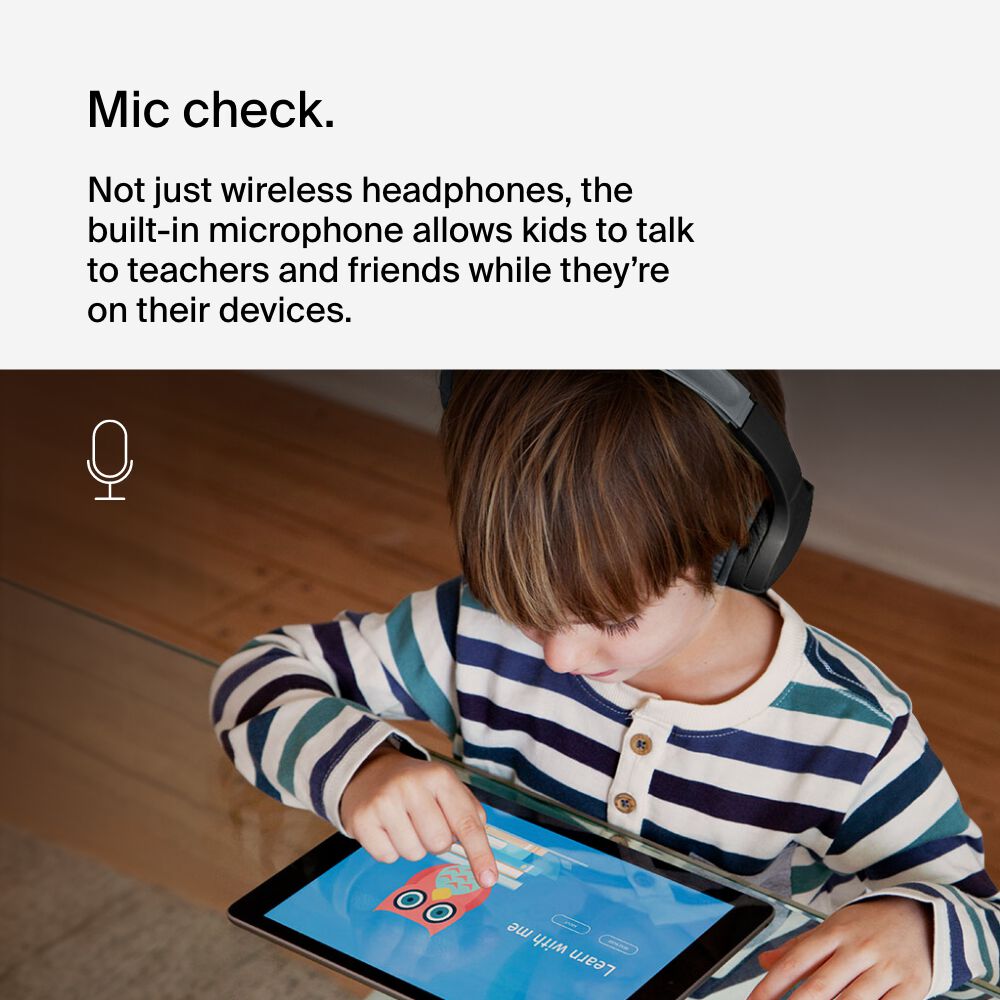 Belkin Wireless On-Ear Headphones for Kids - Black, USB-C Cable - Image 4