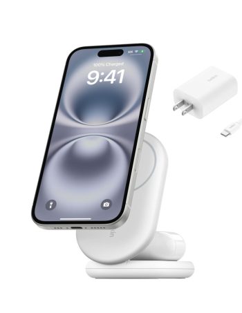 Belkin 2-in-1 Magnetic Foldable Wireless Charger with Qi2 15W - White, tt variant