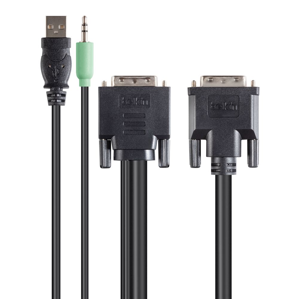 Belkin TAA 2 DVI/USB/AUD SKVM CBL, DVI-D M/M; USB A/B, 10' - Black, 10.0 feet - Image 3