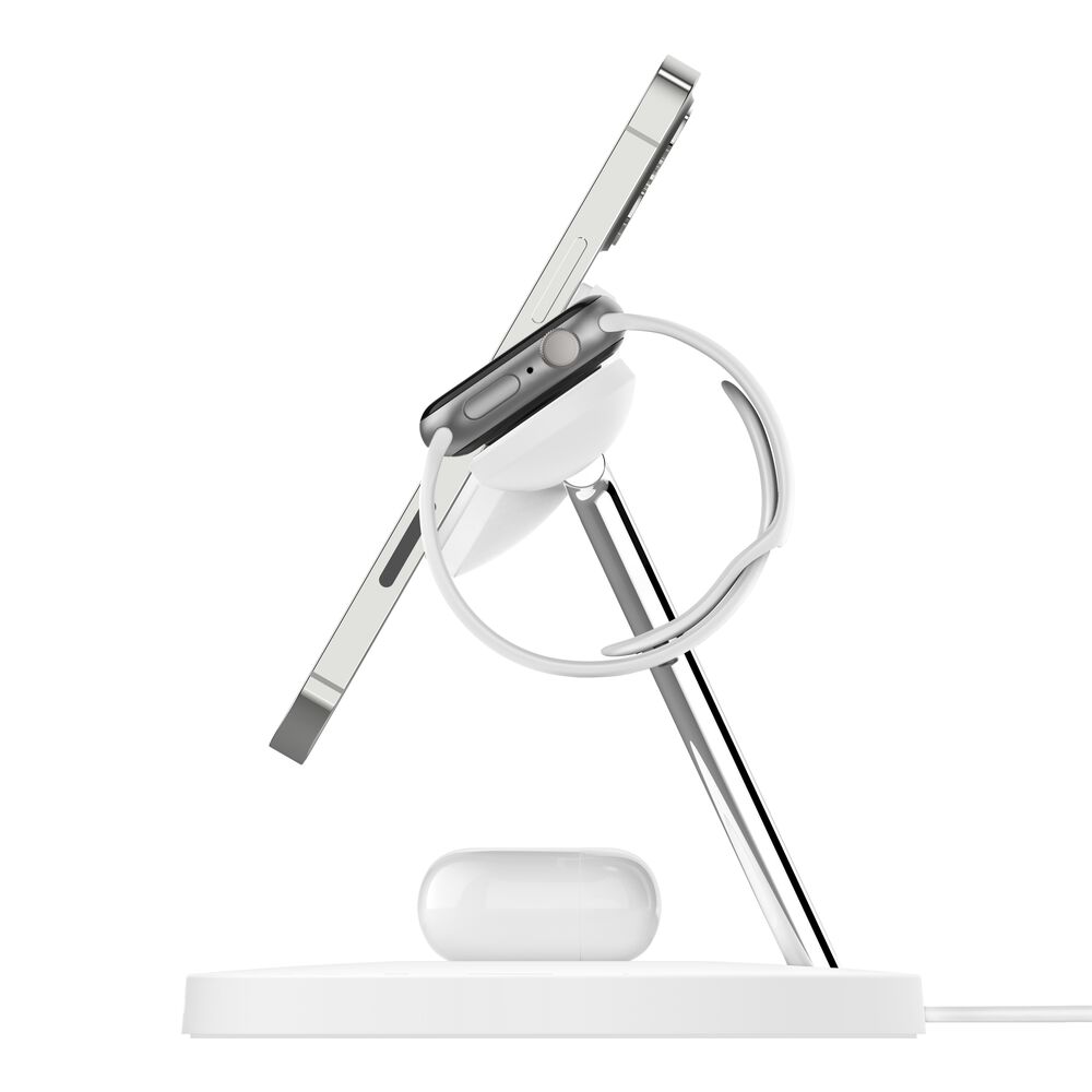 Belkin 3-in-1 Wireless Charger with MagSafe 15W (Certified Refurbished) - White - Image 5