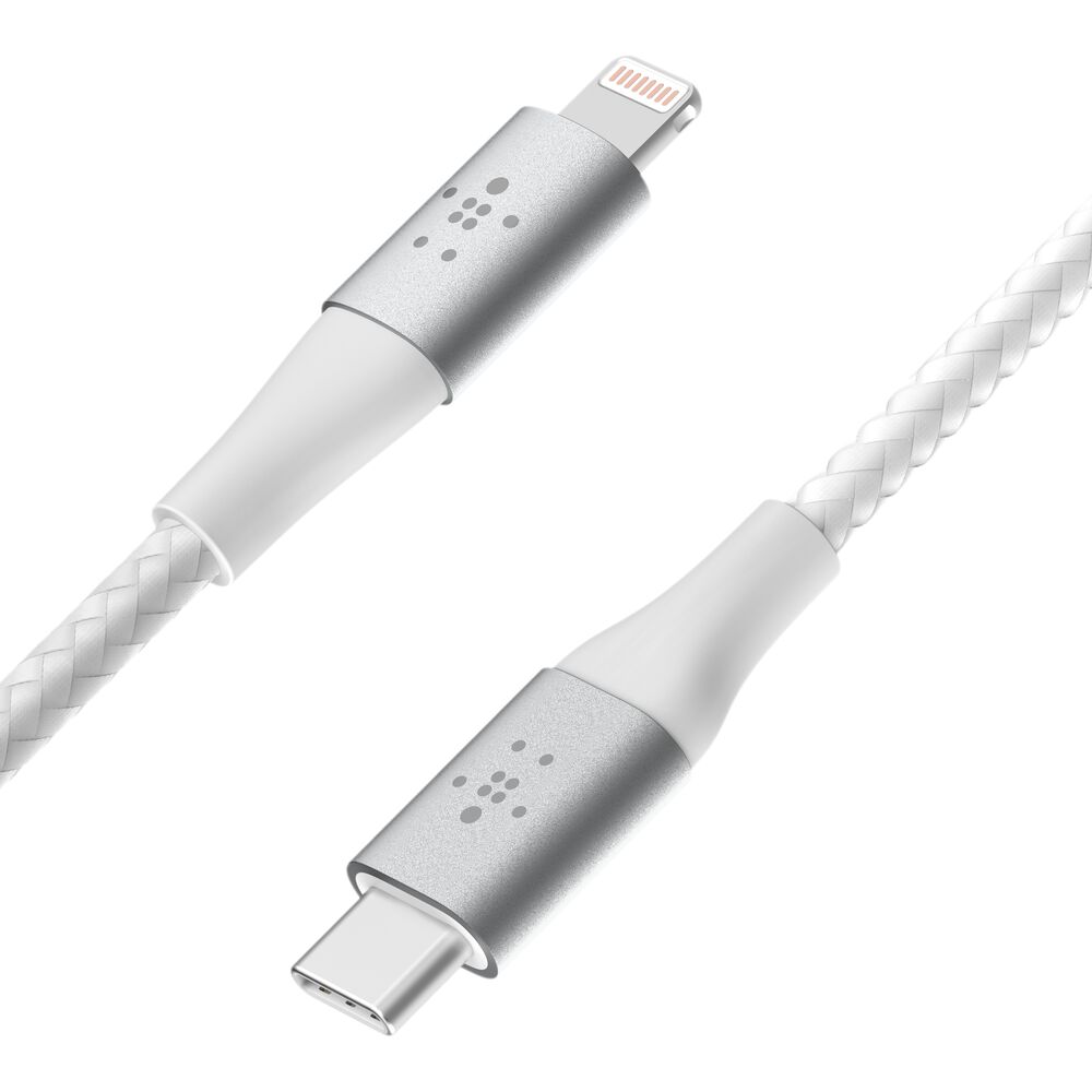 Belkin Braided USB-C to Lightning Cable (2m / 6.6ft, White) - 6.6 ft