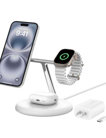 Belkin 3-in-1 Magnetic Wireless Charging Stand with Qi2 15W - White