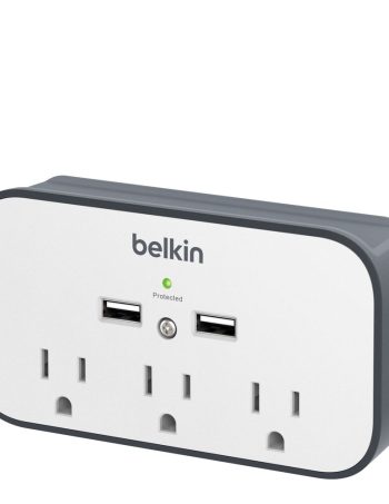 Belkin USB Wall Mount Surge Protector with Cradle - White/Gray, tt