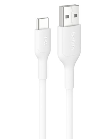 Belkin USB-A to USB-C Cable 15W, 3.3ft/1m, White - 3.3 ft, 1 Pack
