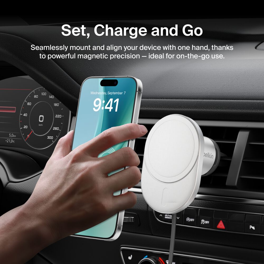 Belkin Magnetic Wireless Car Charger with Qi2 15W - Power Supply Included - Image 6