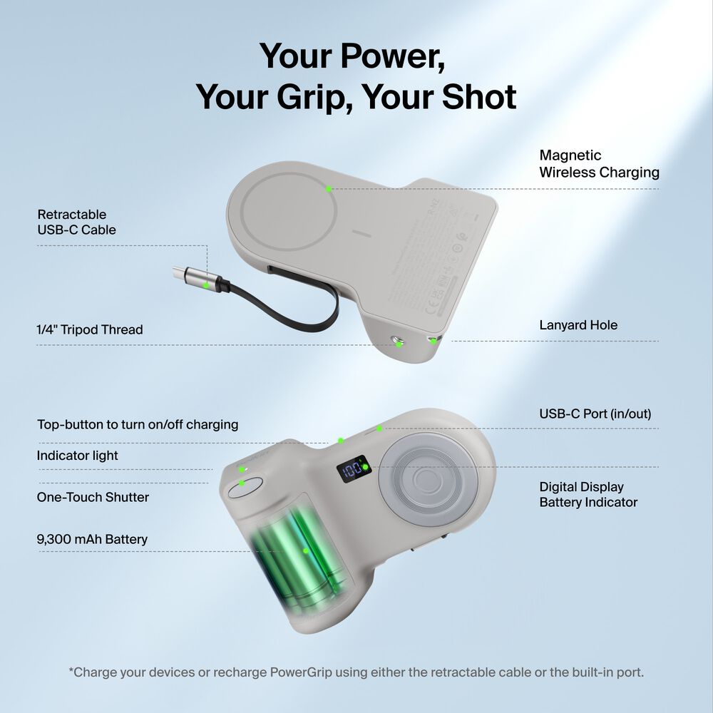 Belkin Magnetic Charging Camera Grip with Power Bank - Sand - Image 3
