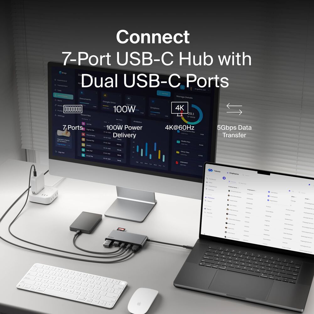 Belkin 7-Port USB-C Hub with Dual USB-C Ports - Space Gray - Image 2