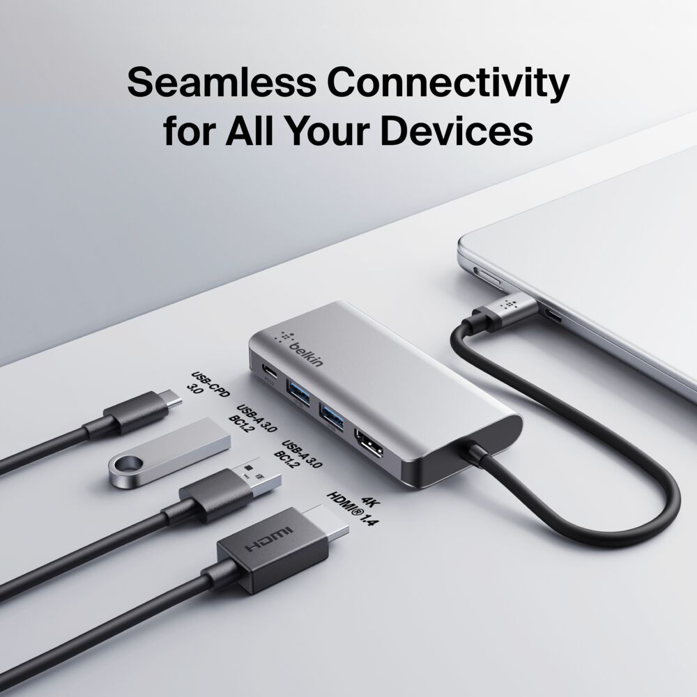 Belkin USB-C 4-in-1 Multiport Adapter - Space Gray - Image 3