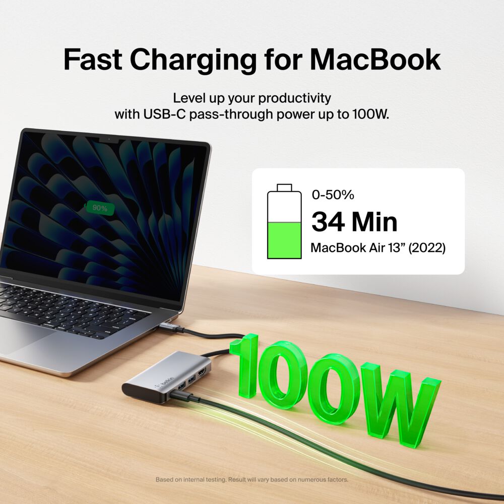 Belkin USB-C 4-in-1 Multiport Adapter - Space Gray - Image 5