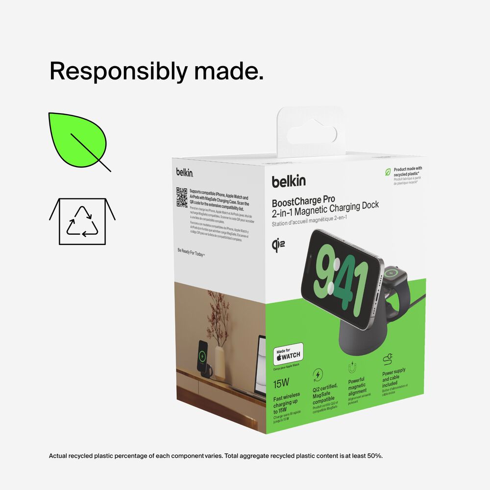 Belkin 2-in-1 Wireless Charging Dock with Qi2 15W - Image 7
