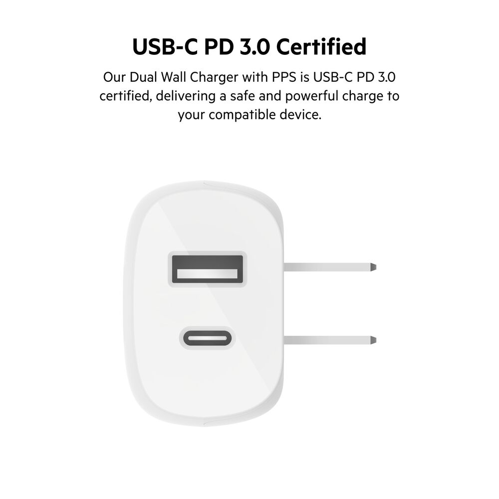 Belkin Dual Wall Charger with PPS 37W - White, dq - Image 4