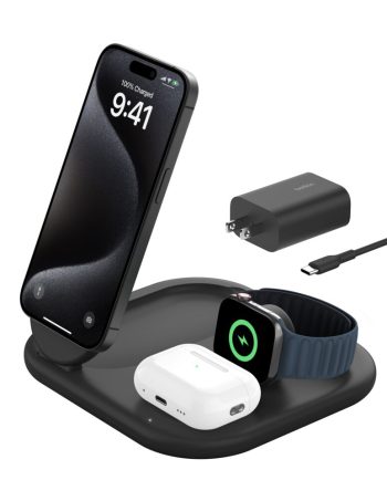 Belkin 3-in-1 Magnetic Foldable Wireless Charger with Qi2 15W - Black, tt variant