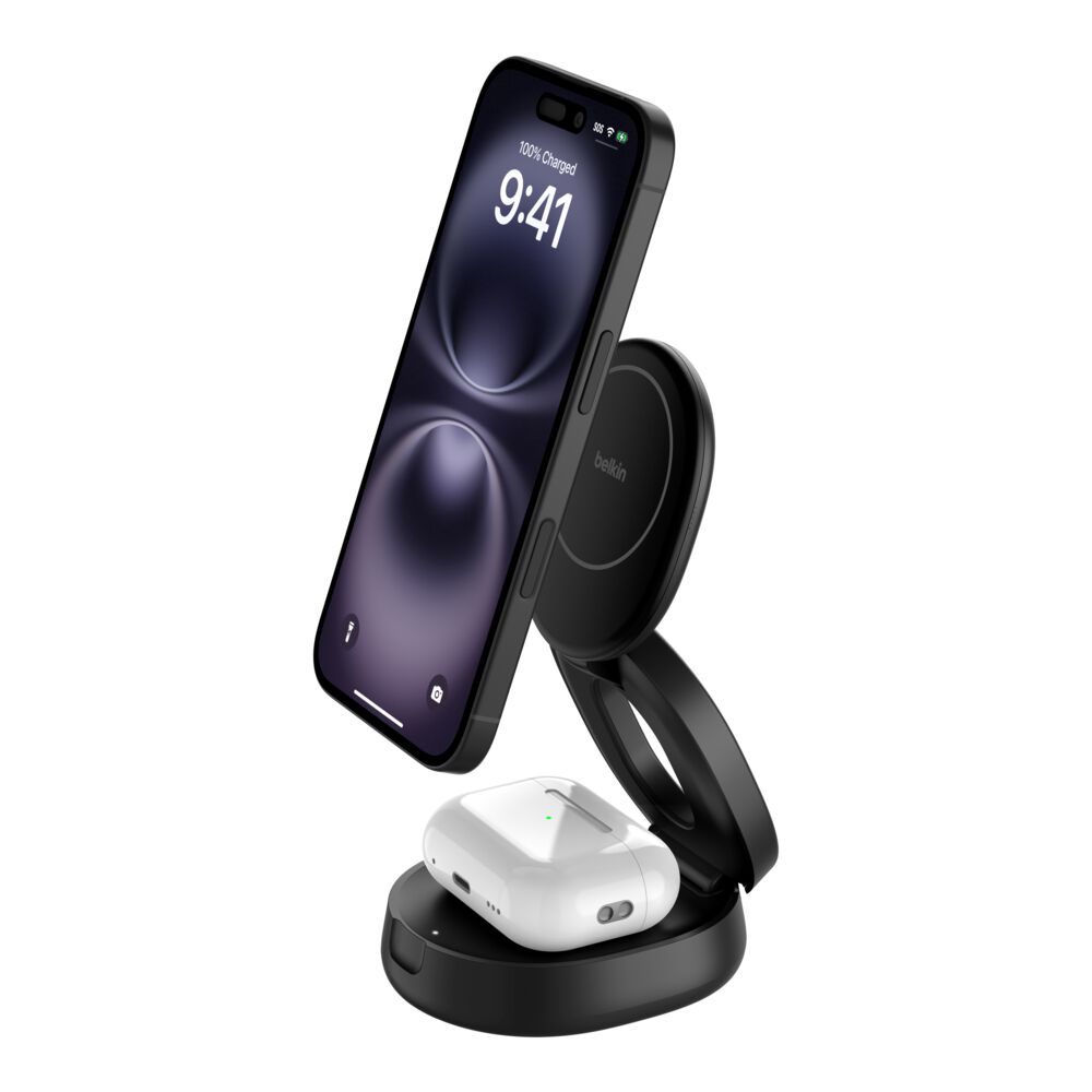 Belkin 2-in-1 Convertible Magnetic Charging Stand with Qi2 15W - Black