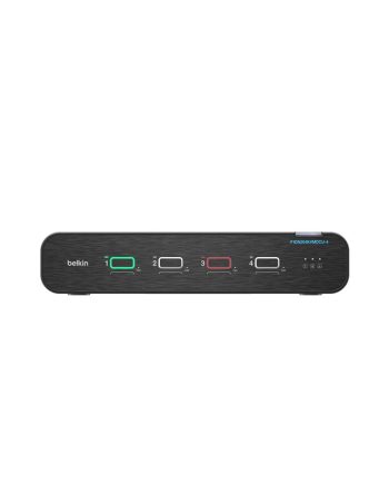 Belkin Universal DisplayPort Secure KVM, 4-Port Dual Head with CAC and USB-C - Black