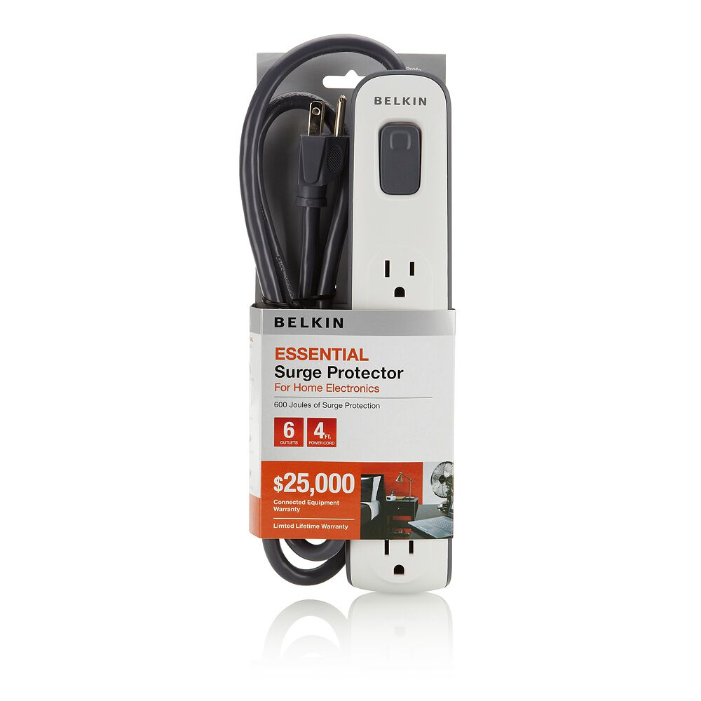 Belkin 6-outlet Surge Protector with 4ft Power Cord - 4.0 feet, us