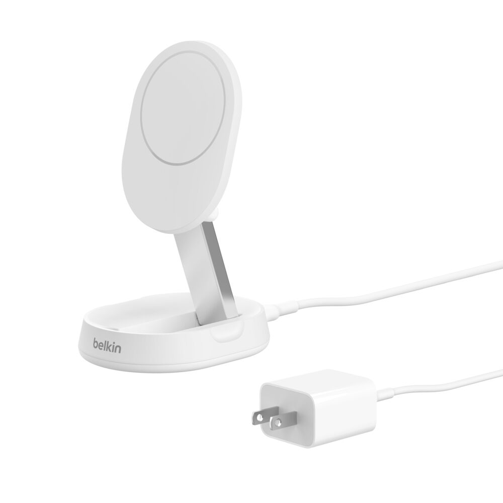 Belkin Convertible Magnetic Wireless Charging Stand with Qi2 15W - White, Power Supply Included