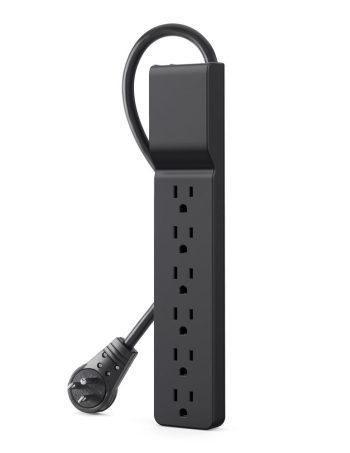 Belkin 6-Outlet Surge Protector with 6 ft cord - Black, 6.0 feet, wm