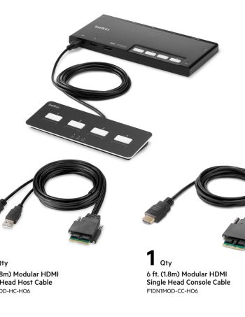 Belkin 4-Port Single Head HDMI Modular Secure KVM Switch PP4.0 W/ Remote - Black