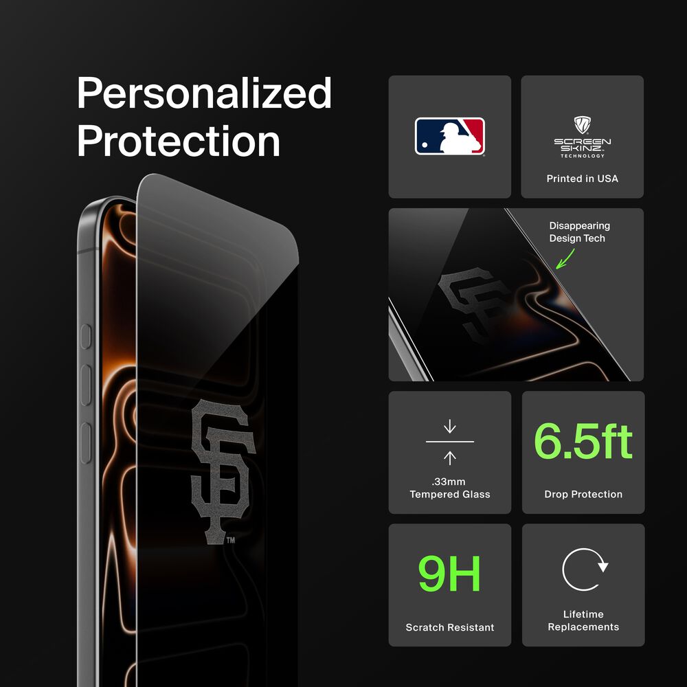 Belkin San Francisco Giants Custom Glass Screen Protector - iPhone 16 Plus/15 Plus/15 Pro Max, Privacy - Image 2