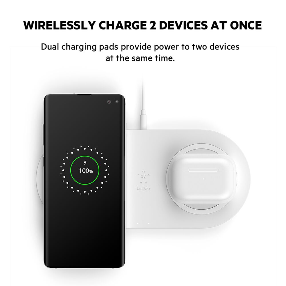Belkin Dual Wireless Charging Pads (Certified Refurbished) - White - Image 2