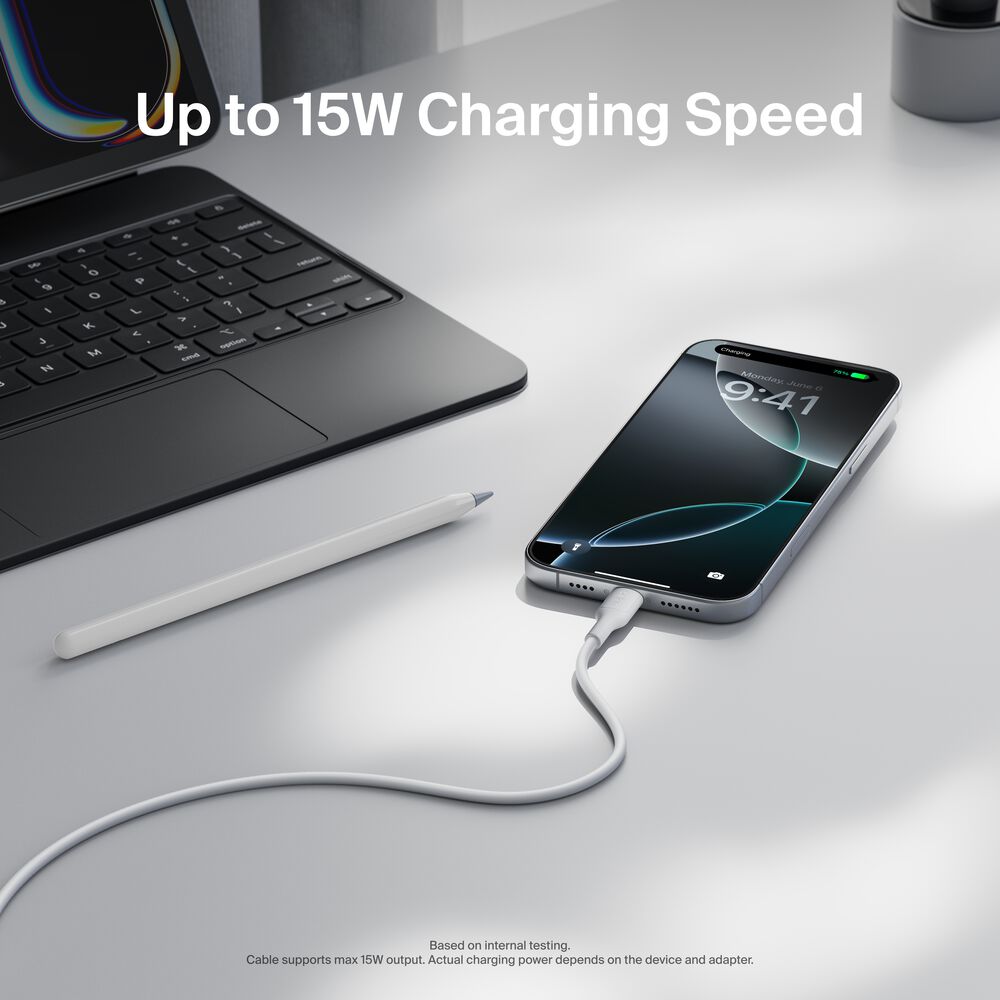 Belkin USB-A to USB-C Cable 15W, 3.3ft/1m, White - 3.3 ft, 1 Pack - Image 2