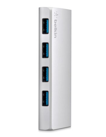 Belkin USB 3.0 4 Port Hub + USB-C Cable (USB Type-C) (Certified Refurbished) - Silver