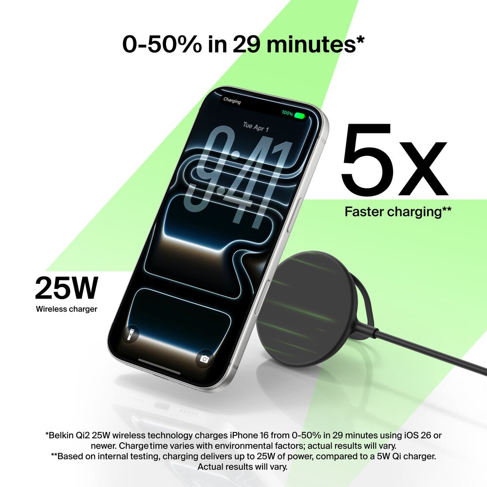 Belkin Magnetic Charger with Qi2 25W - Square Form, Black, Power Supply Not Included - Image 3