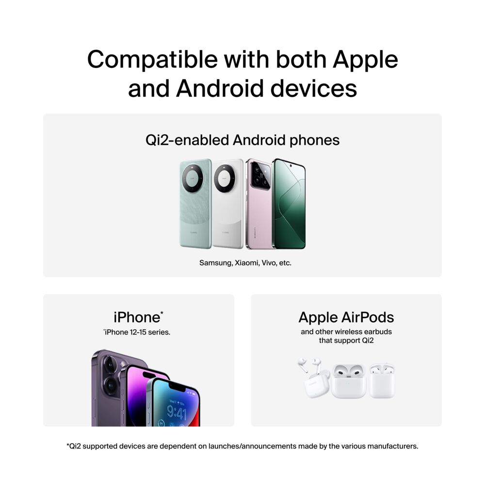 Belkin 2-in-1 Magnetic Foldable Wireless Charger with Qi2 15W - White, tt variant - Image 6