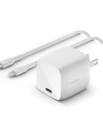 Belkin 30W USB-C GaN Wall Charger + USB-C to Lightning Cable - White, 1.0 meters