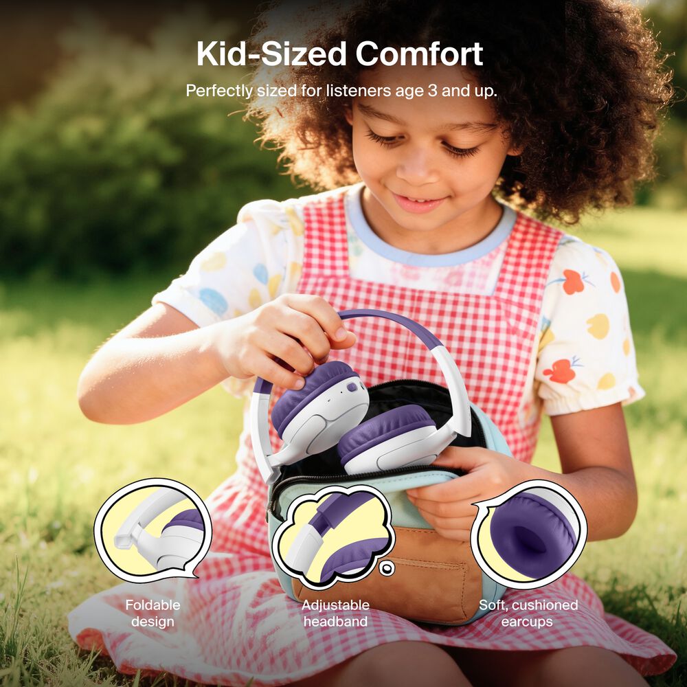 Belkin Wireless On-Ear Headphones for Kids - Purple, Without Case - Image 5