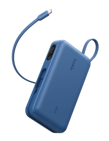Belkin Power Bank 20K with Integrated Cable and Display - Blue, 20K, 14in cable