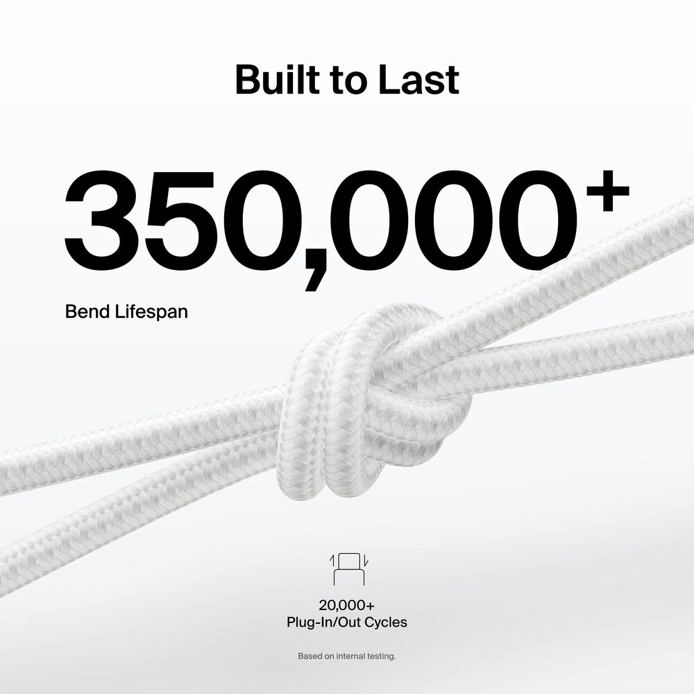 Belkin USB-C Braided Cable with Lightning Connector, 3.3ft/1m, White - 3.3 ft, 1 Pack - Image 4