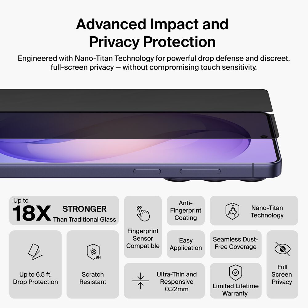 Belkin Titan SmartShield Privacy Filter Screen Protector for Samsung Galaxy S26 Ultra - Image 2