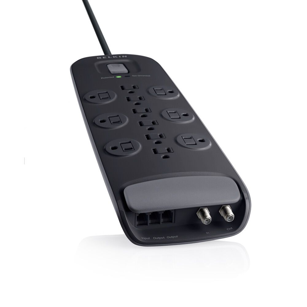 Belkin 12-outlet Surge Protector with 8 ft Power Cord with Cable/Satellite Protection - Black - Image 3