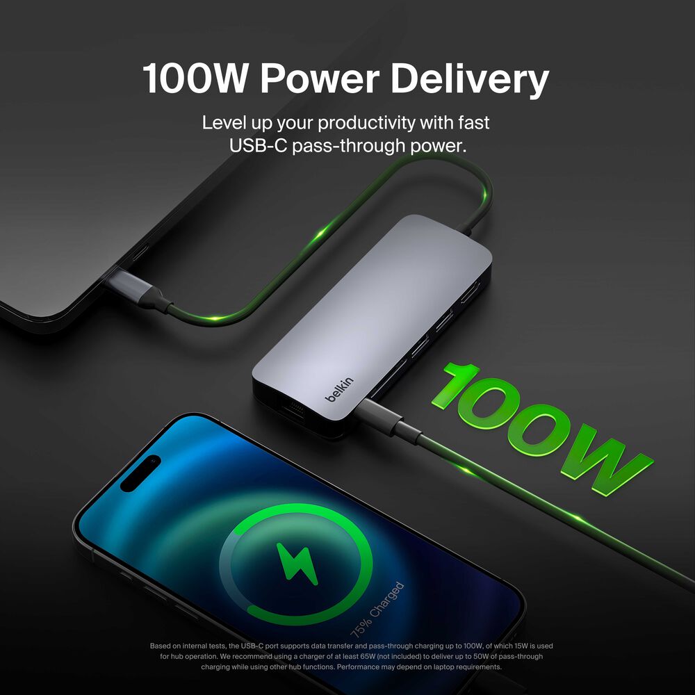 Belkin USB-C 6-in-1 Multiport Hub - Space Gray, 4K@60Hz - Image 4