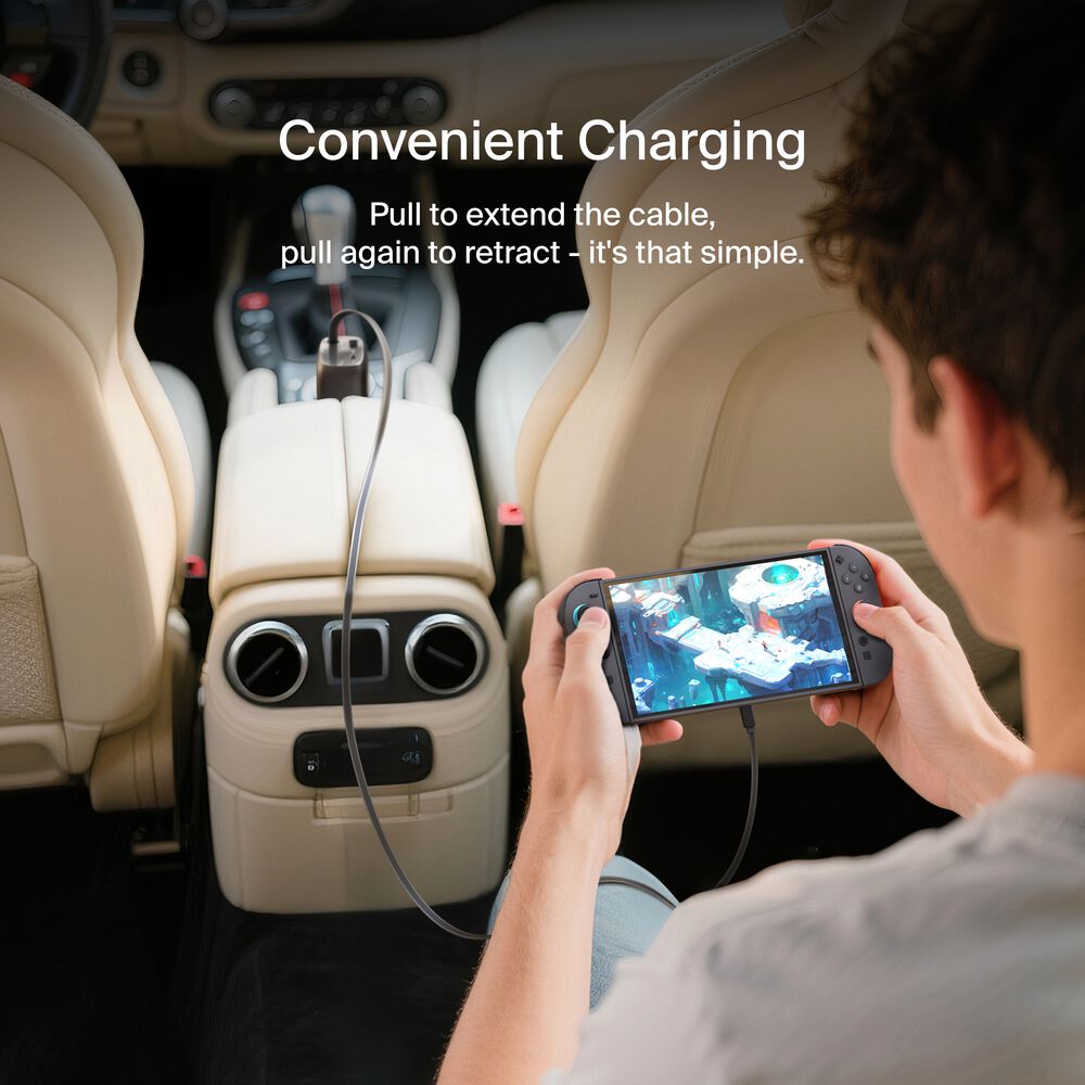 Belkin Retractable Car Charger 75W - Black - Image 4