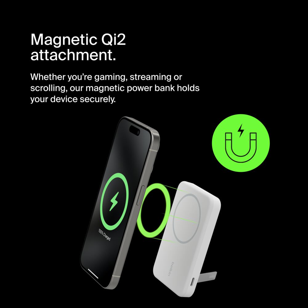 Belkin Magnetic Power Bank with Qi2 15W 5K - White - Image 5
