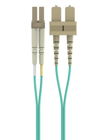 Belkin Fiber Optic Cable; 10GB Aqua Multimode LC/SC Duplex MMF, 50/125 - 30.0 meters