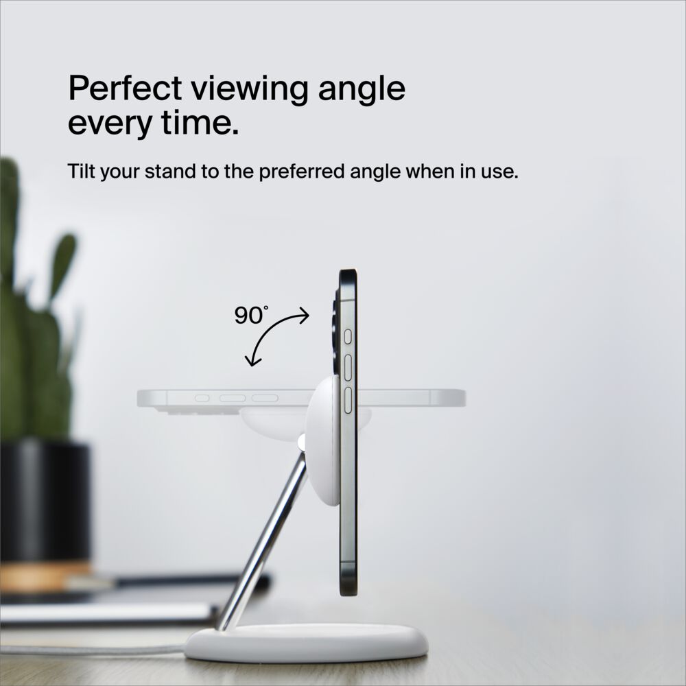 Belkin 3-in-1 Magnetic Wireless Charging Stand with Qi2 15W - White - Image 5