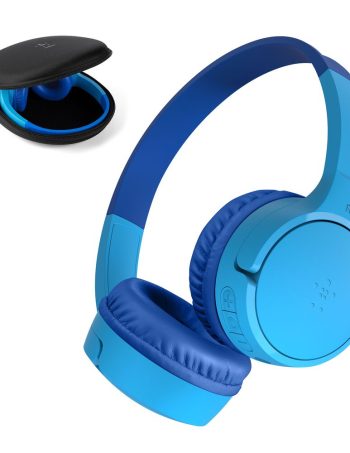 Belkin Wireless On-Ear Headphones for Kids - Blue, USB-C with Carrying Case